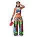 Women's Hip Hop Streetwear Set Sports Print Vest And Casual Wide Leg Pants Style_ecoleips.com