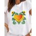 European And American Cross-border Foreign Trade Women's Floral Butterfly Round-neck Printed Short-sleeve T-shirt Top_ecoleips.com