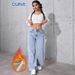 Plus Size High-Waisted Flare Jeans For Women – Light Blue, Stretch Denim, Fleece-Lined (0xl-3xl, Comfort Fit, Vintage Wash, No-Gap Waistband)_ecoleips.com