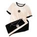 Women's casual knitted suit for women in summer, thin style, fashionable and fashionable, age-reducing wide-leg pants, fashionable two-piece set_ecoleips.com
