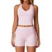 Zechuang Women's High Waist Racerback Yoga Set Sports Fitness Running Suit Fold Up Design Naked Feel_ecoleips.com