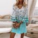 Women's V Neck 3D Print Dress American Style Loose Fashion Short Skirt For Beach Vacation Summer New_ecoleips.com
