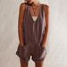 Women's Clothing New Pocket Sling Adjustable Strap Washed Denim Jumpsuit Shorts_ecoleips.com
