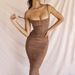 Women Glamorous Figure‑Flattering Long Dress With Backless Cut, Waist‑Cinching Silhouette & Ruched Details_ecoleips.com