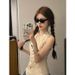 V-neck French-style Niche Tank For Women, 2025 Summer New Design, Hollow-out Patchwork, Elegant And Unique Camisole Top_ecoleips.com