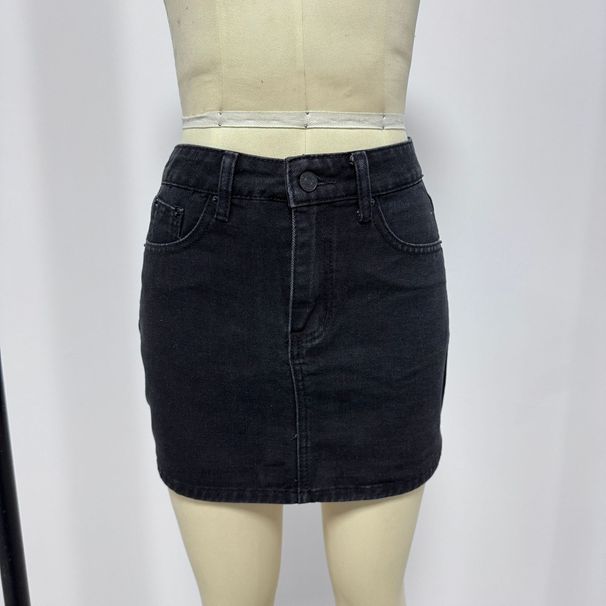 K Fashionable Slim Fit Casual Stretch Denim Short Skirt For Women_ecoleips.com
