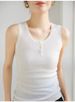 Aria Basics Aria Basics German Yangzi Yarn Round-neck Buttoned Knitted Vest, Thin Outerwear Base Top, Layered Sleeveless Ribbed Vest For Women_ecoleips.com