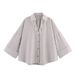 Women's Summer Wide Sleeve Shirt American Style Linen Mixed Pattern Casual Top For Ladies_ecoleips.com