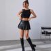 Sexy High-Waist Pleated Mini Skirt – Anti-Slip Bodycon PU Leather Skirt For Nightclub & Party (S-XL)_ecoleips.com