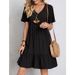 Summer Elegant Casual Dress for Women Loose Fit Short Sleeved Waisted Cross Border Foreign Trade European American Style_ecoleips.com