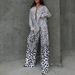 Women's Clothing Polka Dot Print Drape Two Piece Suit Loose Lazy Long Sleeved Shirt Wide Leg Pants Fashion Suit_ecoleips.com
