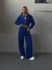 Fashion New Women's Casual Suit Solid Color Short Waist Hooded Cardigan Lace-up Sweatpants_ecoleips.com