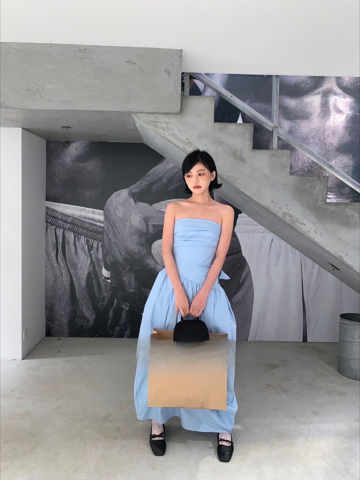 Autumn High Waist Lace-up Waist Bow Solid Color A-word Tube Top Dress Banquet Dress_ecoleips.com