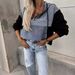 Women's Clothing Fashion Loose Casual Washed Denim Splicing Hooded Women's Sweatshirt_ecoleips.com