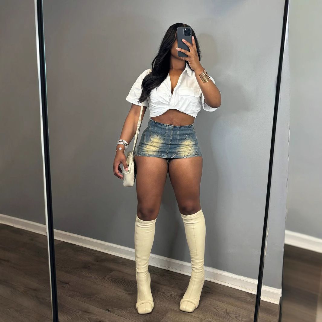 Women's Clothing Sexy Side Zipper Washed Skirt Shorts_ecoleips.com