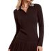 Women's Clothing Long Sleeved Casual Polo Shirt V-Neck Tennis T-Shirt Turn Down Collar Outdoor Sexy Polyester_ecoleips.com