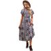European American Style Women Big Swing Dress Spring Summer Waist Cinched Slimming Elegant Dress_ecoleips.com