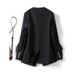 European Style Women's Blazer With Feather Trim - Structured Oversized Single-Button Jacket For Autumn/Winter (Black, Sizes S-2XL)_ecoleips.com