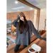 Striped Crew Neck Base Shirt Top, Women's Winter Korean Loose Rabbit Fur Long Inner Layer, Long Sleeve T-Shirt Outside_ecoleips.com