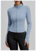 K Solid Color Basic Yoga Suit Jacket, Nude Feeling, Tight Fitting, Breathable Stand Up Collar, Sports And Fitness Top For Women_ecoleips.com