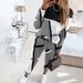 Women's Clothing 2024 new two piece set contrast color printing long sleeved round neck casual fashion suit_ecoleips.com