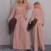 Women's Clothing Elegant Women's Stacked Neck Long Sleeve Top & Wide Leg Pants Set - Stretchy Polyester Workwear Suit For Office & Casual_ecoleips.com