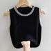 K Strap Vest, Women's Sleeveless Undershirt, Paired With A Suit Studded Knit Top_ecoleips.com