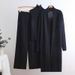 European And American Style Solid Color Casual Suit For Women Shawl Coat V-neck Base Knitted Sweater + Wide-leg Long_ecoleips.com