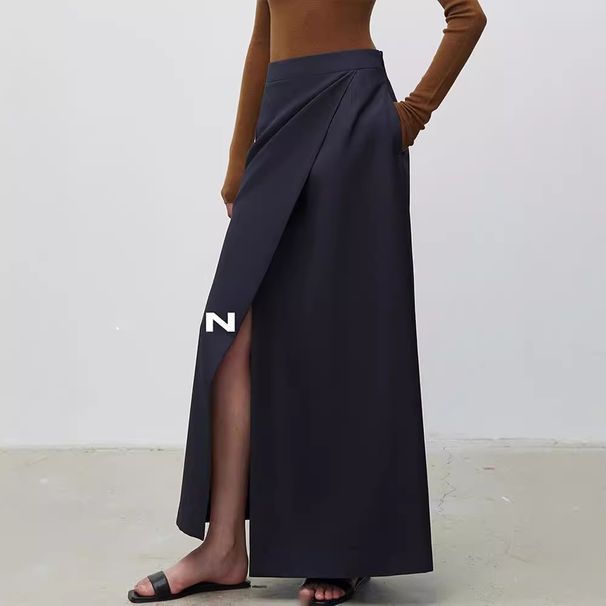 Aria Basics Aria Basics Minimalist Italian High-twist Anti-wrinkle Non-iron Fine Wool Women's High-waisted Long Skirt For Spring And Autumn_ecoleips.com