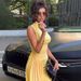 New Fashion Elegant Bodycon Dress Cinched Waist Pleated With Detachable Flowy Ribbon Side Slit Evening Casual Dress_ecoleips.com