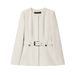 Women's Tailored Belted Blazer & Flared Pants Set – Autumn Elegance (Chic Office Wear, Retro-Inspired Outfit)_ecoleips.com