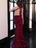 Women's sexy sleeveless halterneck dress slim hip-covering long skirt_ecoleips.com