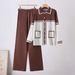Women's Loose Knitted Cardigan And Pants Set Color Block Lapel Fashion Casual Two Piece Outfit European American Style Autumn Winter New Arrival_ecoleips.com