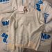 Autumn Winter Korean Style Zipper Design Stand Collar Inner Sweater Top Blue White Striped Color Block Knitted Cardigan_ecoleips.com