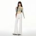 Sexy Hot Girl White Stretchy Flared Jeans For Women, New Spring Style, Non-clamming Mid-waist Bootcut Pants, Slimming_ecoleips.com