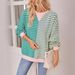 Women's Long Sleeve Stripe Color Block Casual Sweatshirt - Loose Fit Pullover Hoodie For Streetwear & Everyday Comfort_ecoleips.com