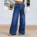 Women's Retro Wide Leg Jeans High Waisted Casual Washed Straight Leg Pants European American Style Spring Autumn Summer Cotton_ecoleips.com
