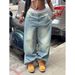 Vintage Washed High-Waisted Straight Leg Jeans For Women - Distressed Denim Pants With Ripped Details Comfortable Loose Fit Streetwear_ecoleips.com