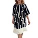 Women's Clothing Temperament Round Neck Striped Splicing Pleated Dress_ecoleips.com