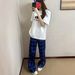 Unisex Blue Plaid Casual Pants Thin Wide Leg Straight Leg Summer Fitness Sports Style With Letter Belt_ecoleips.com