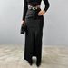 Women's Clothing Style Women's High Waist Slim Skirt Leather Design Solid Color Simple Slit Detail For Formal & Casual For Women_ecoleips.com