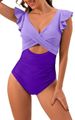 Verve 2024 New Conservative One-Piece For Women With Ruffle Cross Hollow Bikini Swimsuit_ecoleips.com
