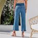 Retro High-Waisted Wide-Leg Women's Jeans Single-Breasted Loose Straight Leg_ecoleips.com