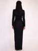 Mozision Elegant Hollow Out Long Sleeve Sexy Maxi Dress For Women Solid Color Slim Fit Cut Out Club Party Long Dress New_ecoleips.com