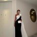 Dramatic Floral Cape Evening Gown – Sexy One-Shoulder Ball Gown For Weddings & Galas (S-XXL, Black/White)_ecoleips.com
