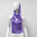 Metallic Halter Neck Crop Top – Sleeveless Hooded Vest (Streetwear, Clubwear, XS-L, Sexy Backless Design)_ecoleips.com