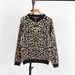 Women's Clothing Loose Knit Sweater Cardigan With Leopard Print - Long Sleeve Round Neck Oversized Pullover For Autumn Winter (Beige, Black, Khaki)_ecoleips.com
