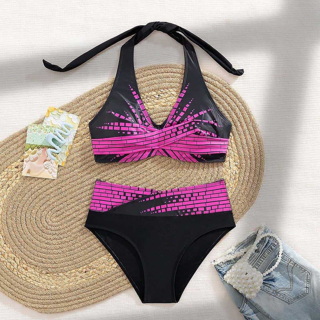 Women's Clothing Split Triangle Conservative Swimming Hot Spring Sports Leisure Slim High Waist Bikini_ecoleips.com