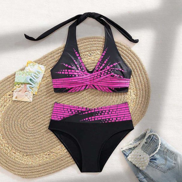 Women's Clothing Split Triangle Conservative Swimming Hot Spring Sports Leisure Slim High Waist Bikini_ecoleips.com