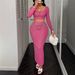 Fashion Women's Long Sleeve Bodycon Skirt Set_ecoleips.com